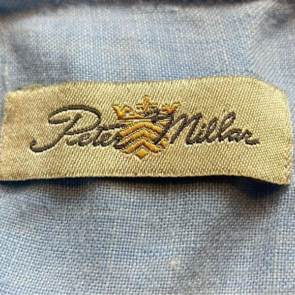 Peter Millar Light Blue 100% Linen Long Sleeve Button Down Shirt Size Medium - Picture 3 of 11
